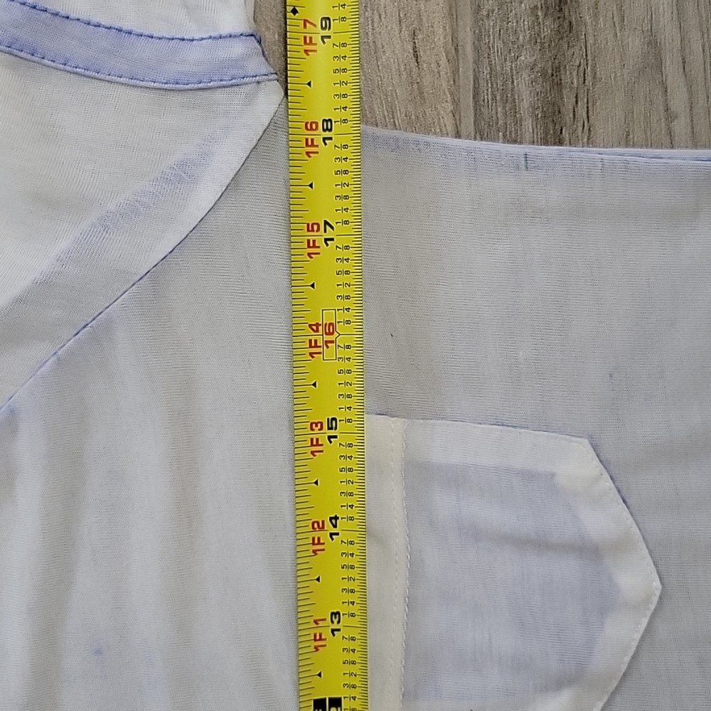 Exist Sheer White and Blue jersey style tee shirt size small 🛍 - Picture 10 of 11